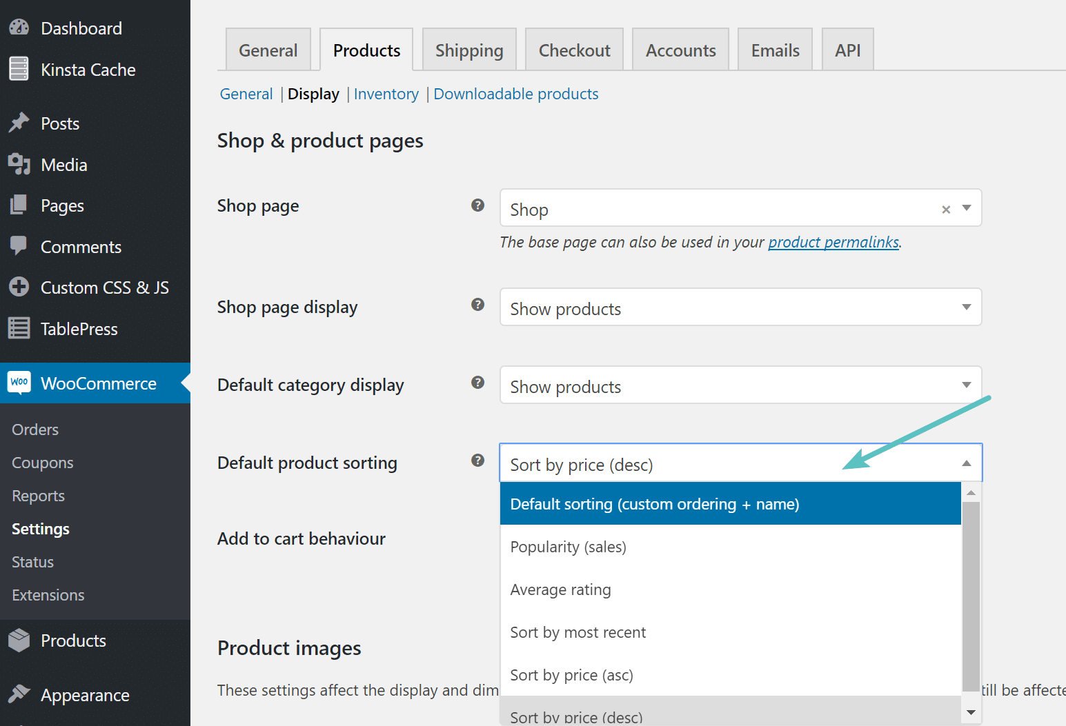 WooCommerce default product sorting