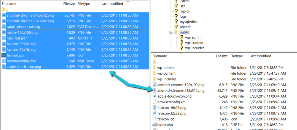 Upload favicon via FTP