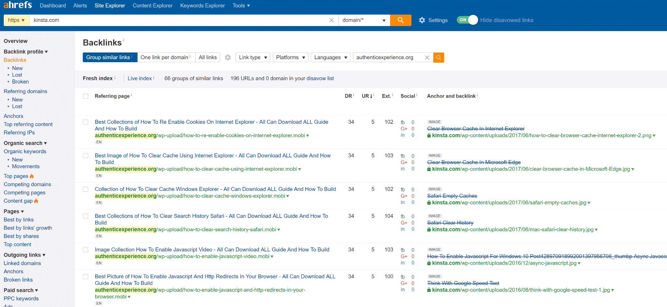 Ahrefs backlinks to copied images