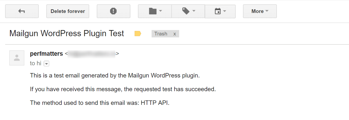 Mailgun test email