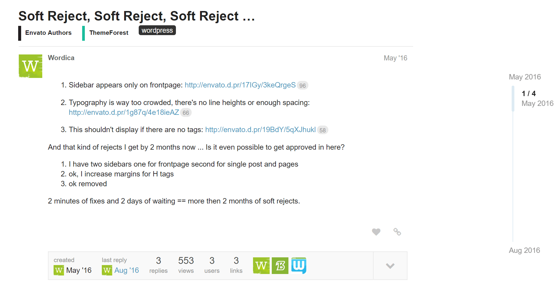 Rejected on ThemeForest