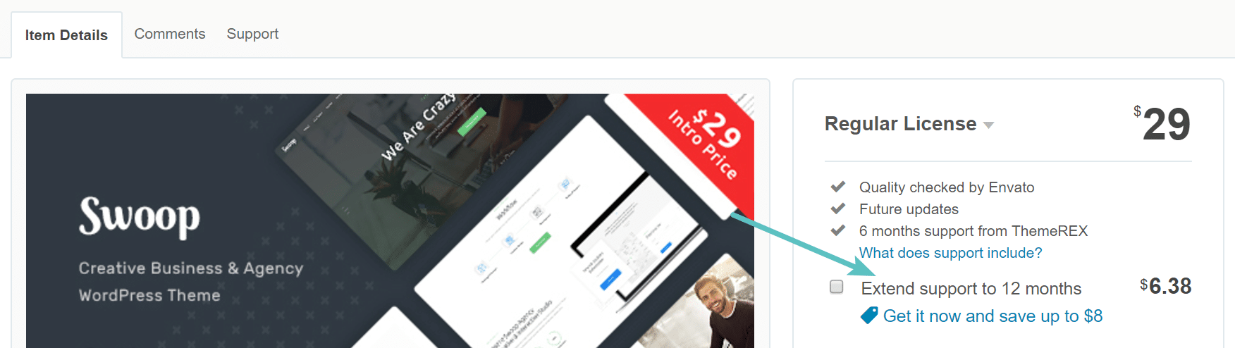 themeforest pay for support