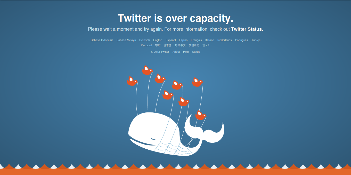 Twitter is over capacity（画像出典: Softpedia）