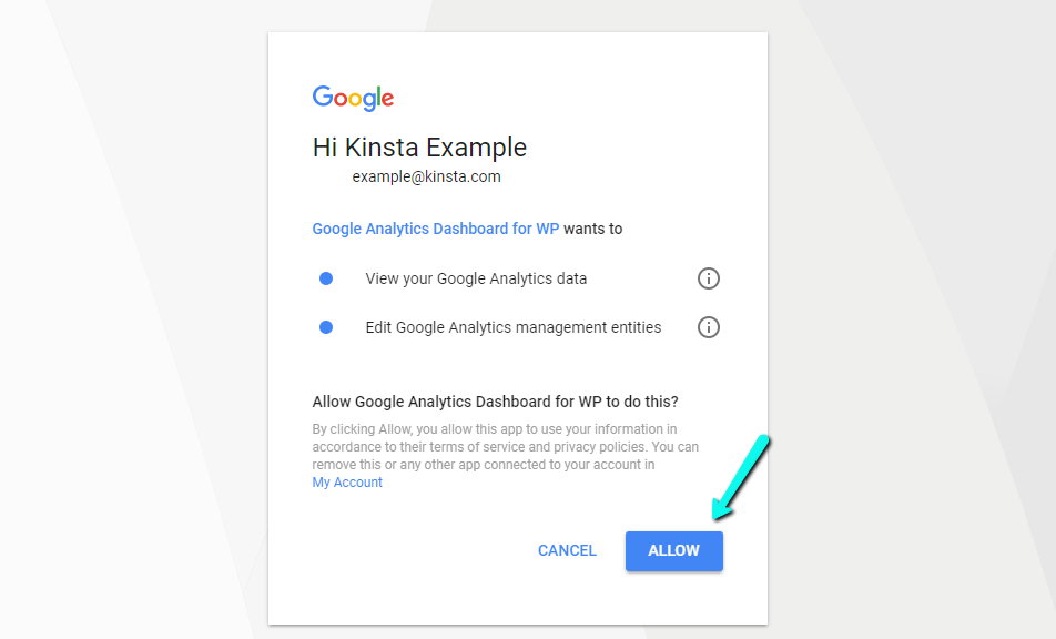 Permitir acesso ao Google Analytics Dashboard para WP