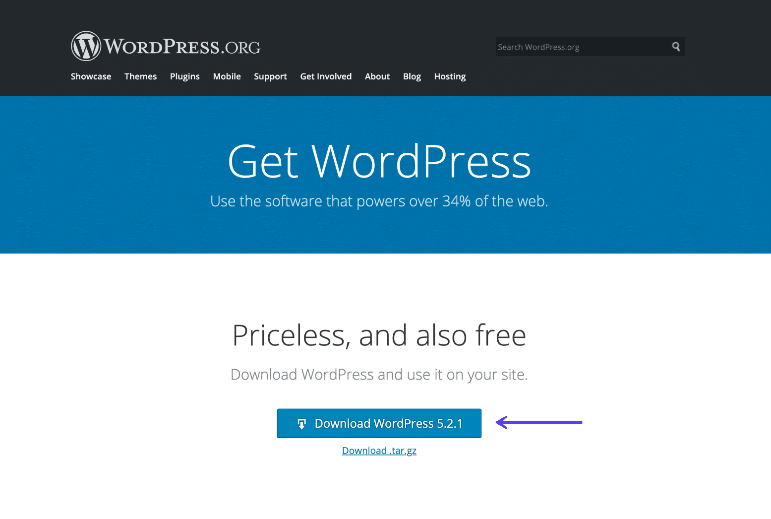 Download latest version of WordPress