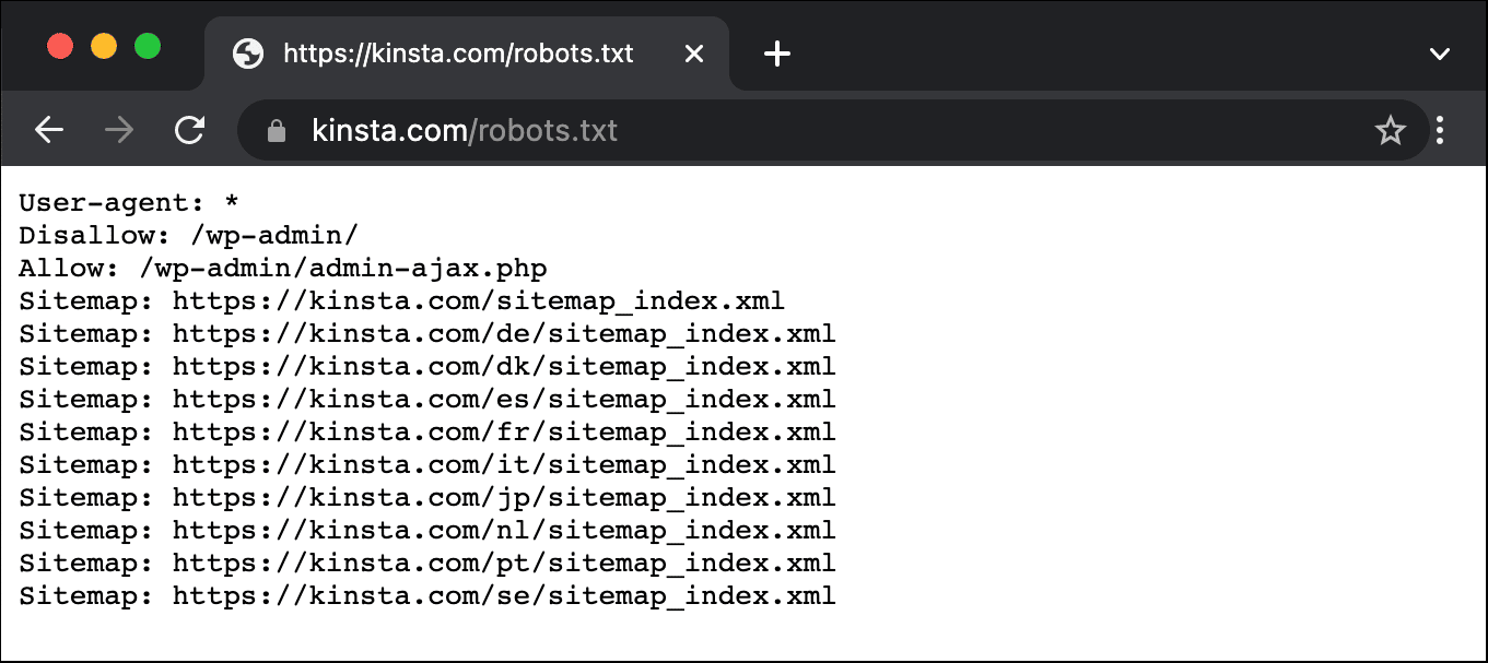 Example of a robots.txt file