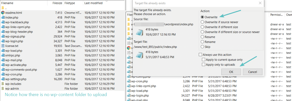 Upload remaining files via FTP