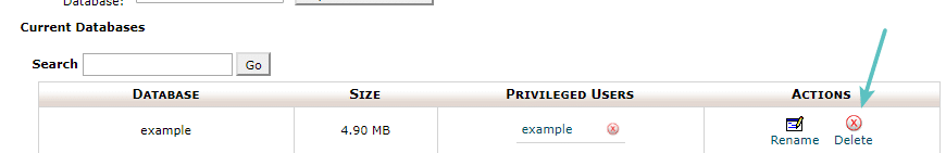 Delete database in cPanel