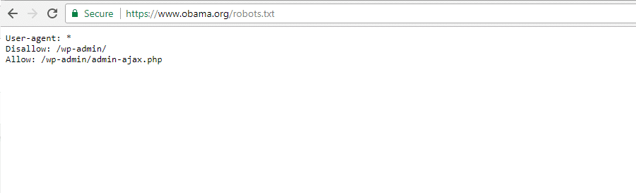 Fichier robots.txt de la Fondation Obama