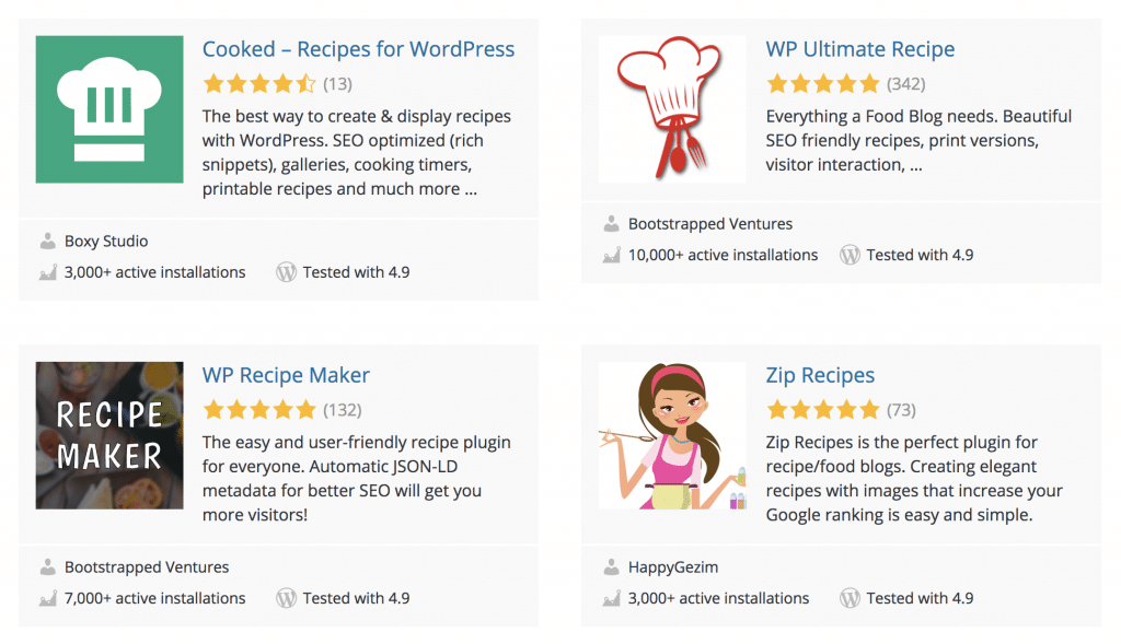 WordPress recipe plugins