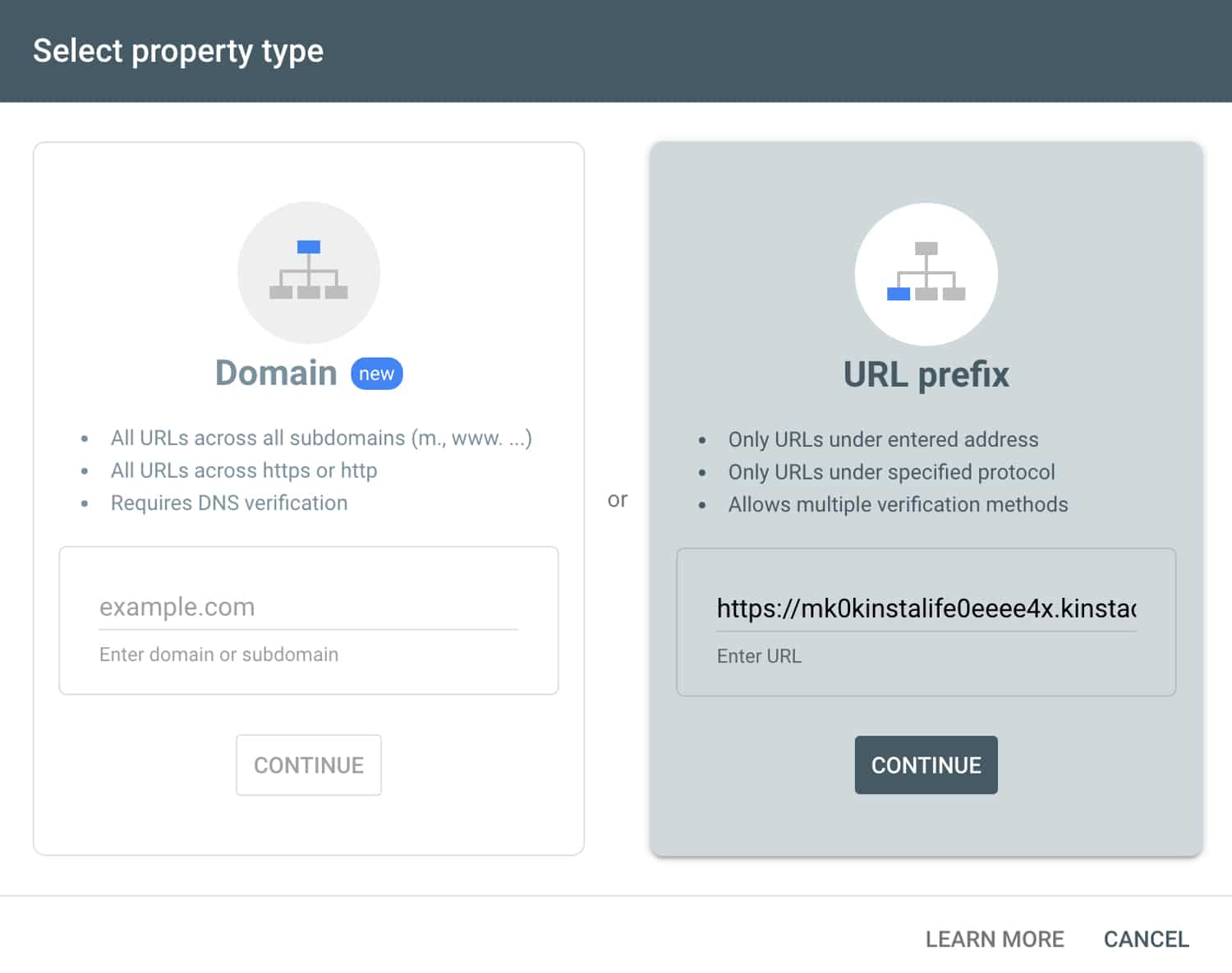 Agregar Kinsta CDN a Google Search Console.