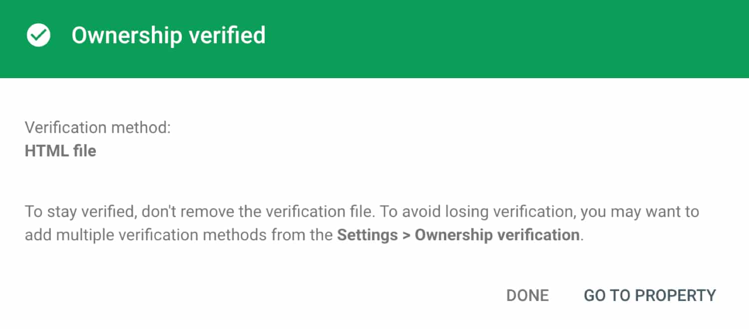 KinstaCDN verificado en Google Search Console.