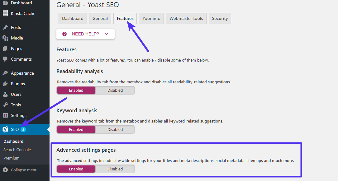 How to enable advanced Yoast XML Sitemap control