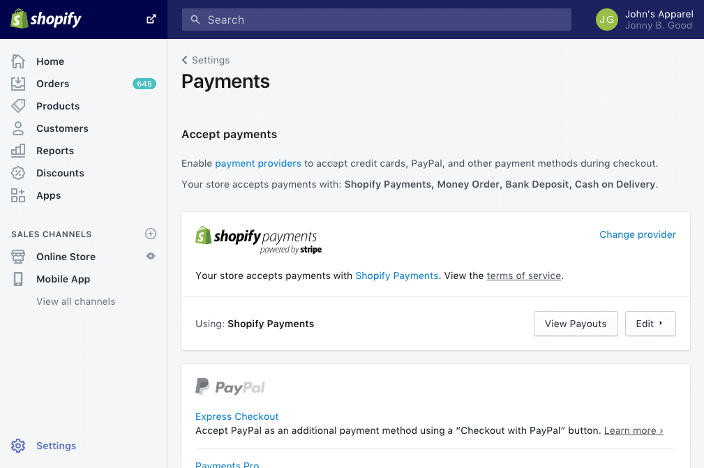 Shopify makes it easy to start accepting payments