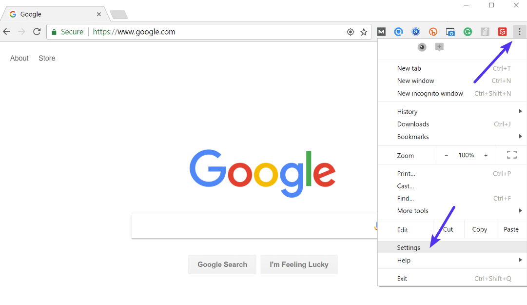 Chrome settings Chrome settings