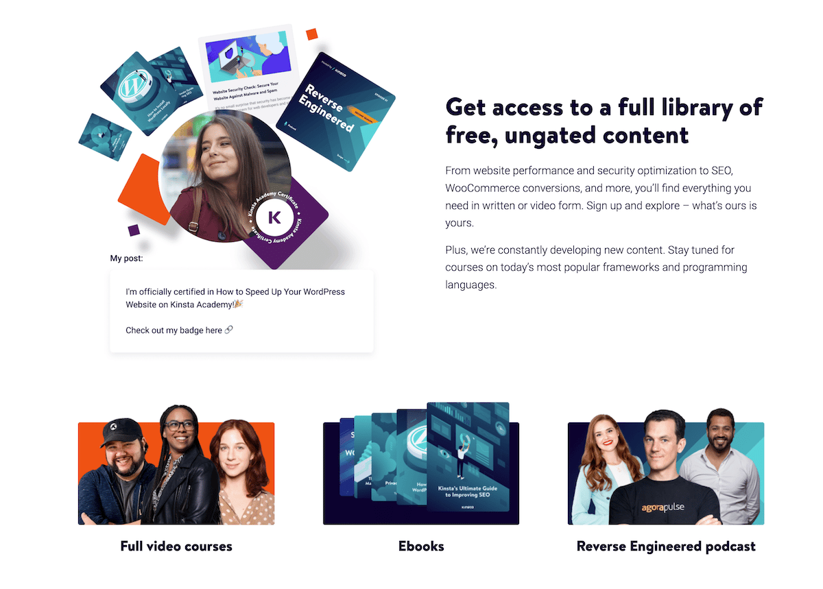 Kinsta Academy homepage