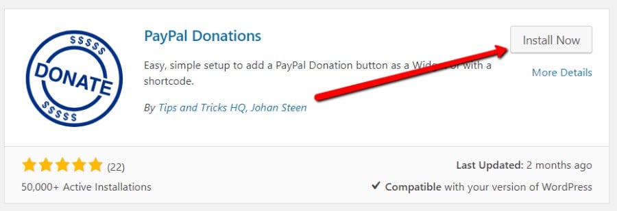 Installera pluginet PayPal Donations