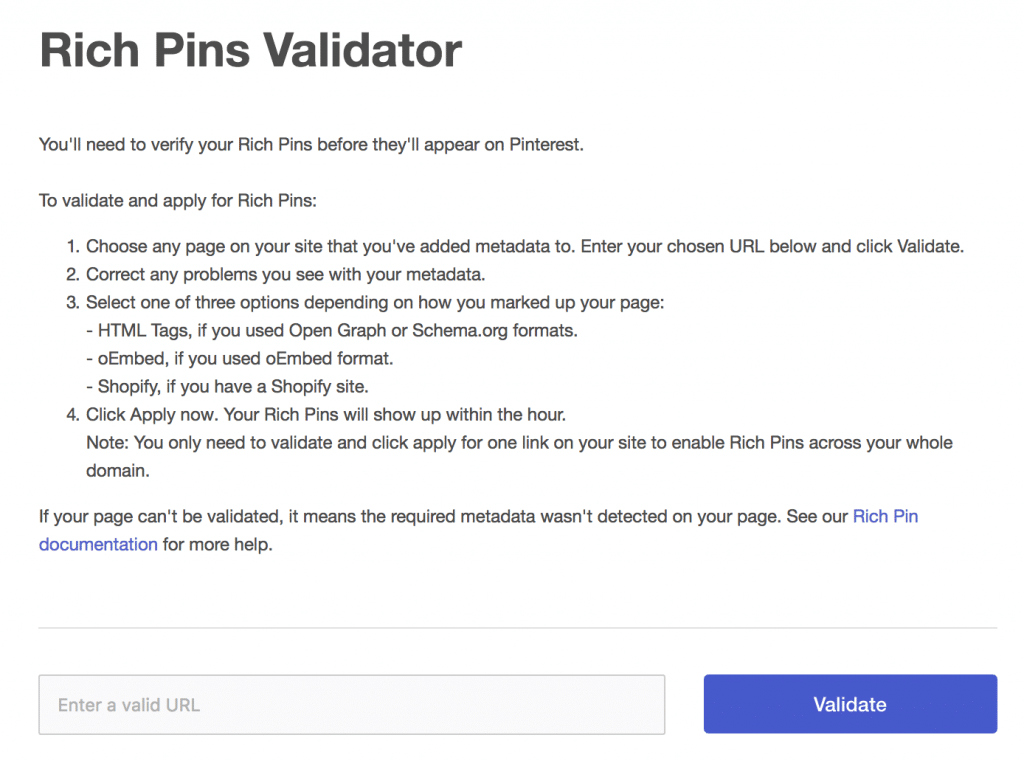Pinterest rich pins validator