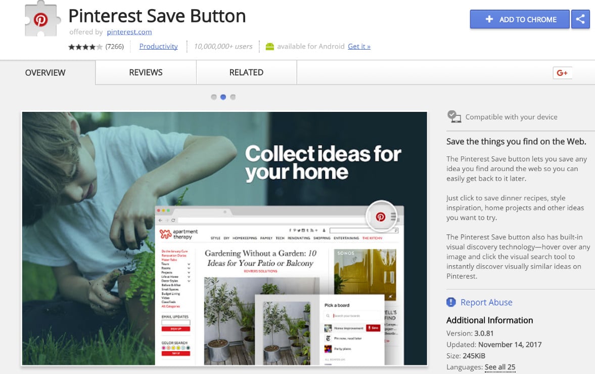 Pinterest save button