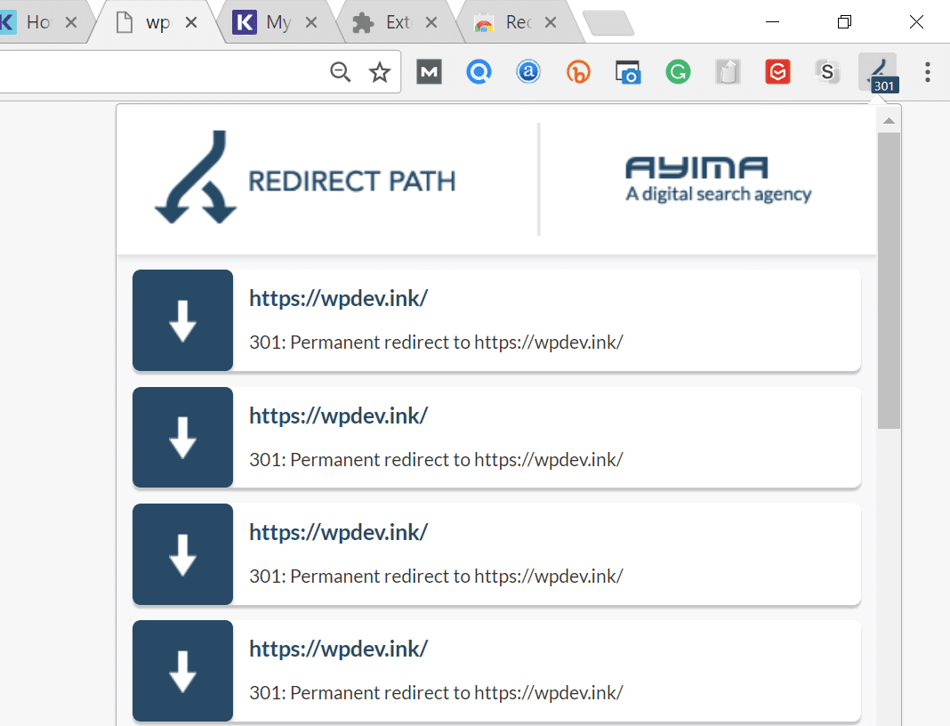 Extensión Redirect Path
