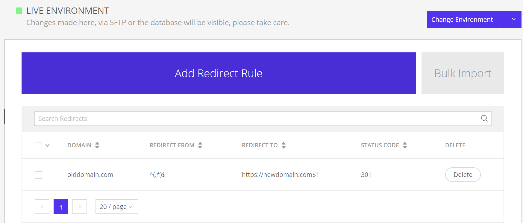 301 redirect at Kinsta