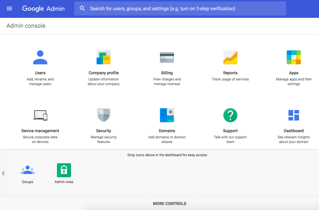 Google Workspace admin console