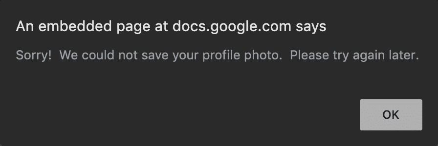 Google Workspace could not save profile photo