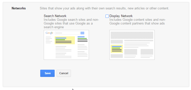 Google AdWords search network vs display network