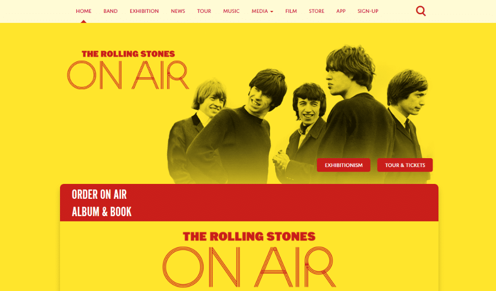 The Rolling Stones band website uses WordPress