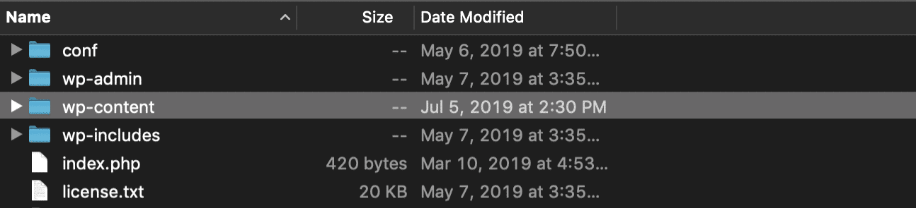 WordPress wp-content folder