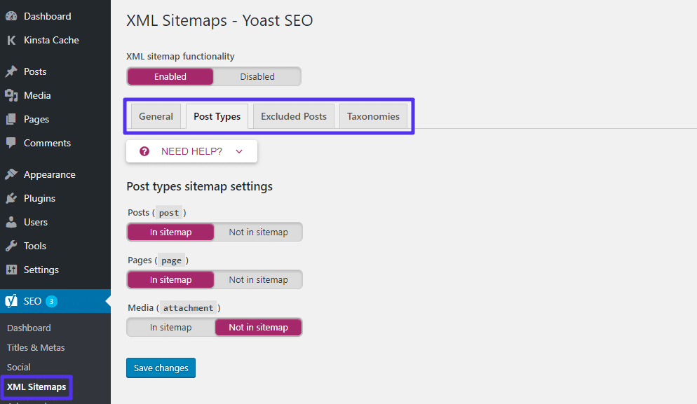 Posts xml. Settings в Sitemap.