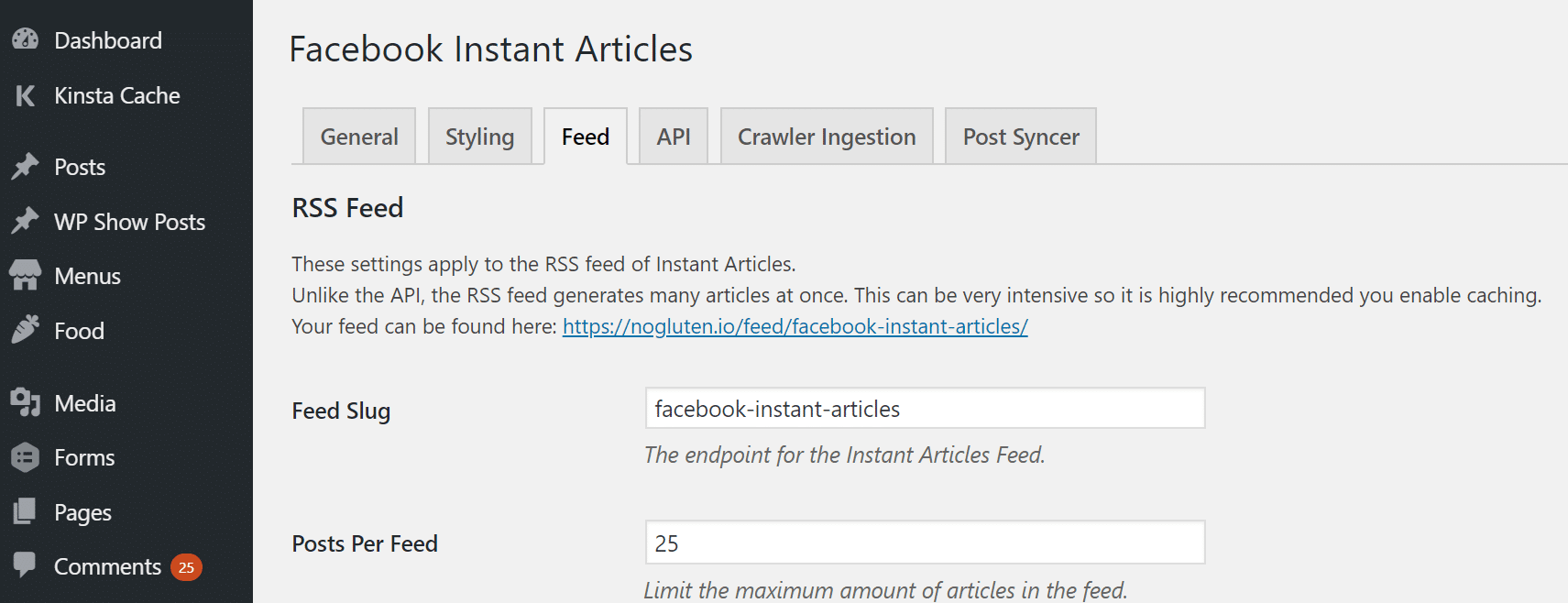 Facebook Instant Articles RSS feed