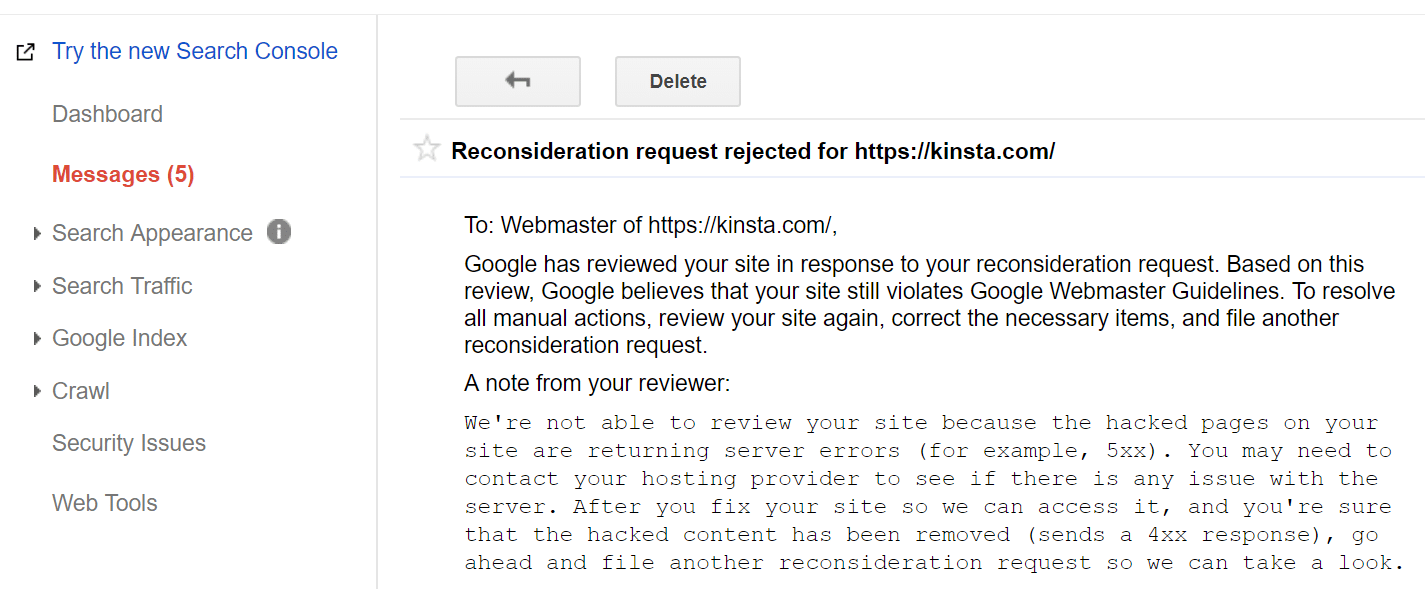 Reconsideration request denied