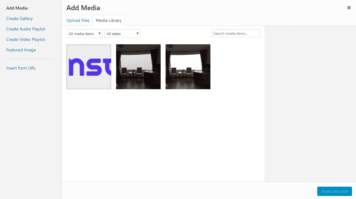 WordPress media library