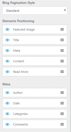 Blog layout Customizer settings