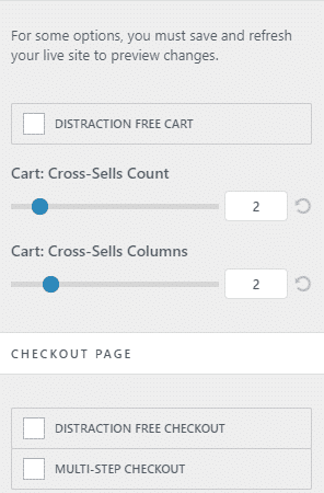 Detailed cart/checkout settings