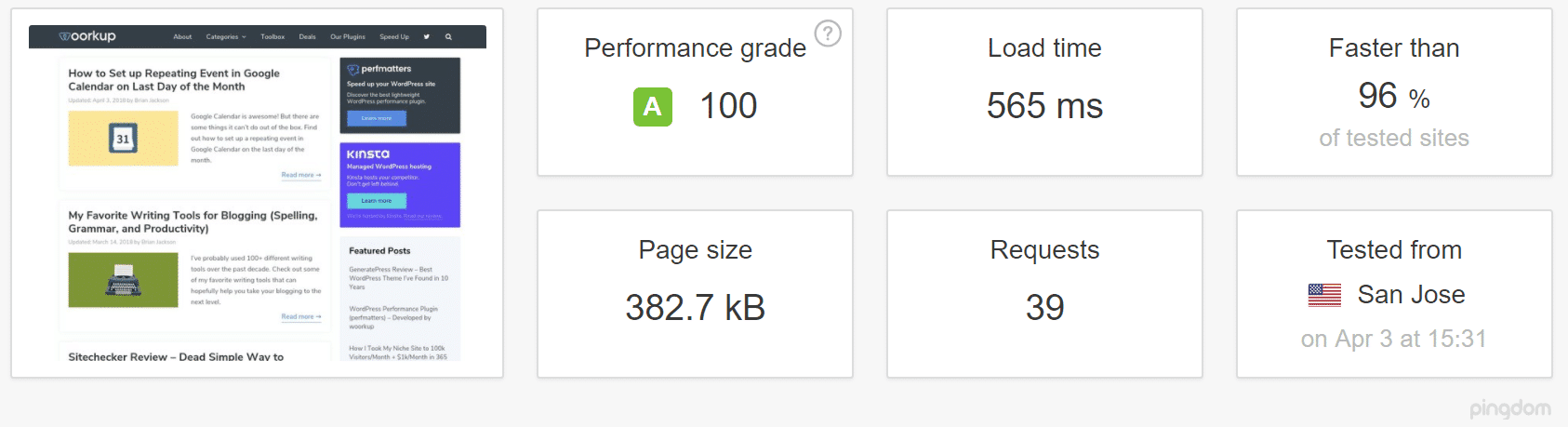 WordPress site with cache