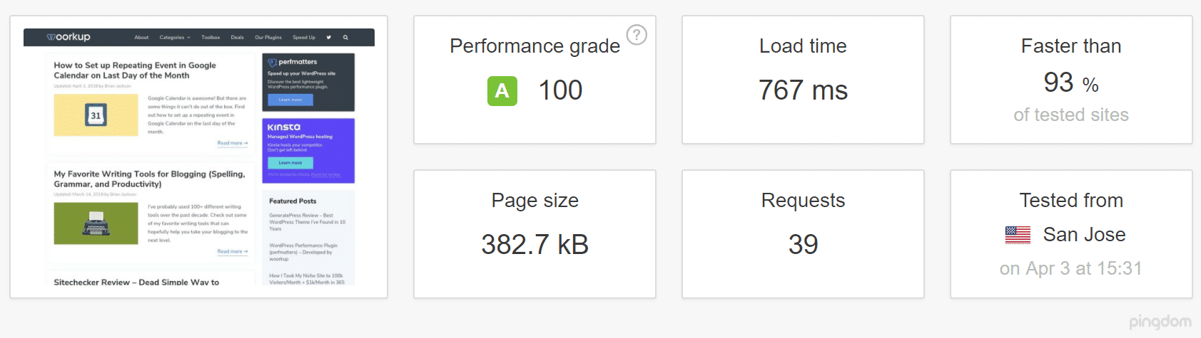 WordPress site without cache