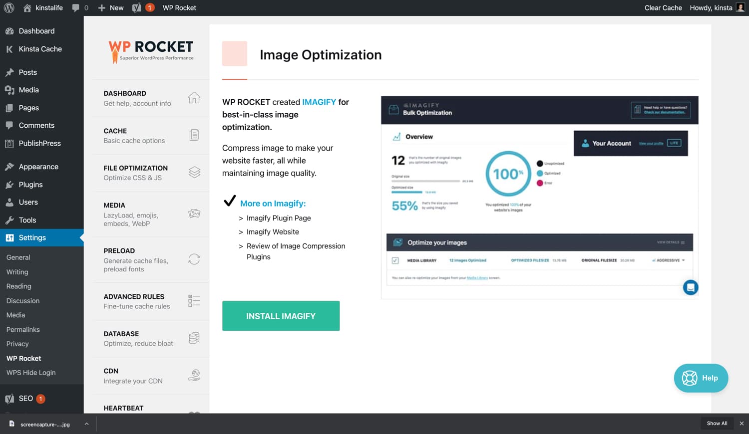 Image optimization by Imagify