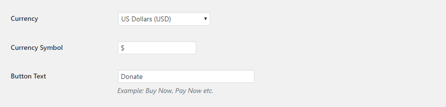 Configure currency and button text