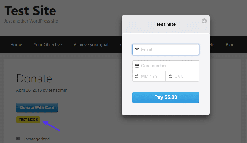 Example of the donate button