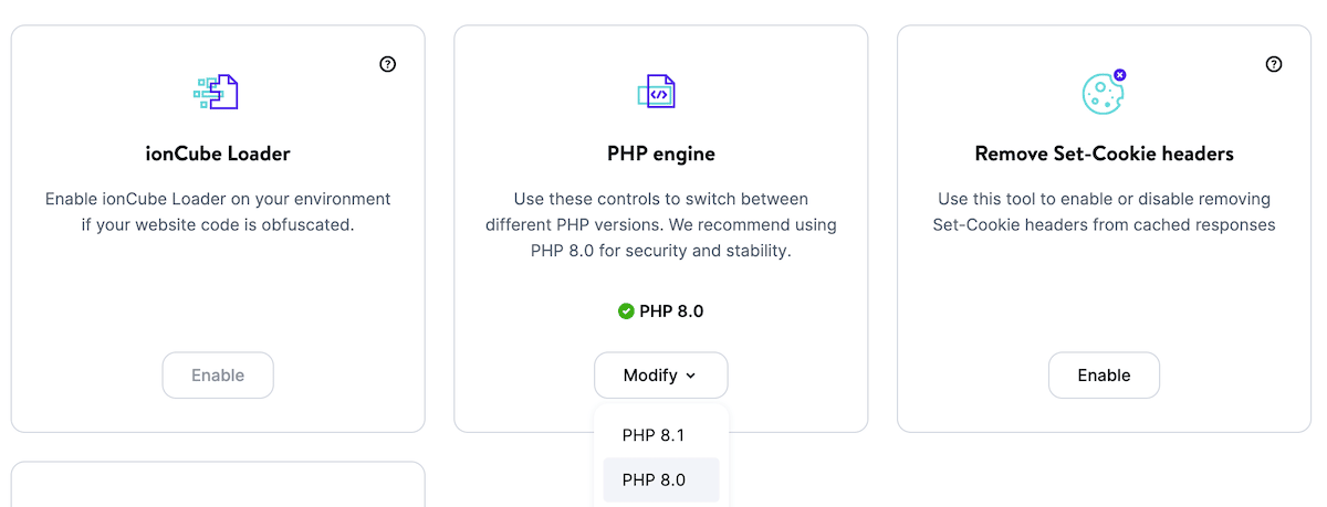 Wijziging naar PHP 8.1