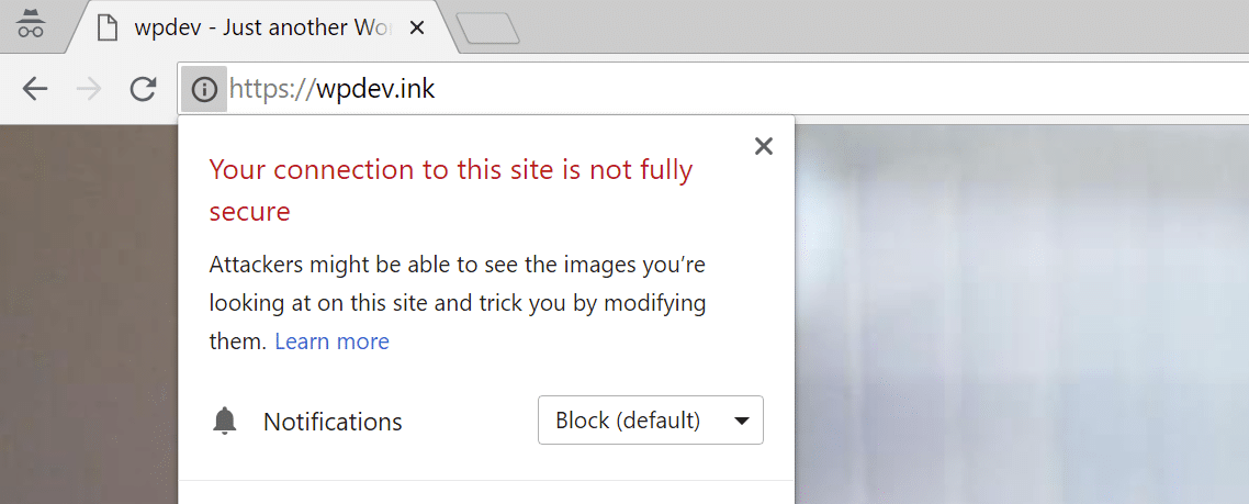 Chrome mixed content warning