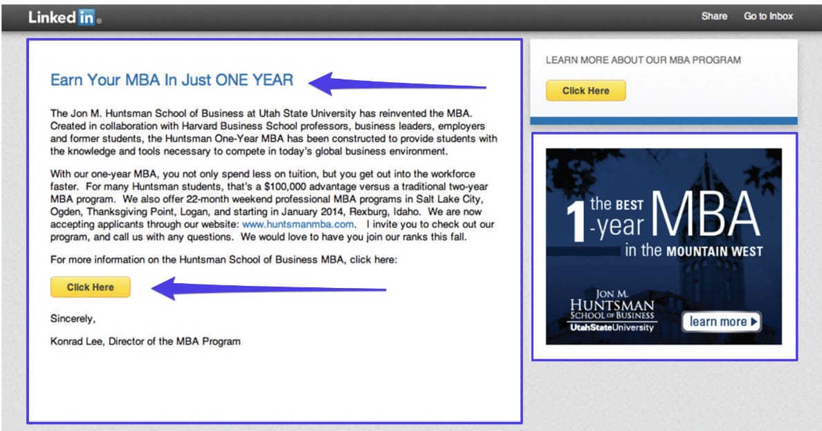 LinkedIn InMail campaign example