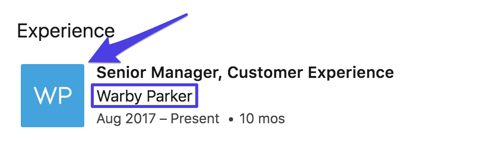 La sección de experiencia de los perfiles en LinkedIn