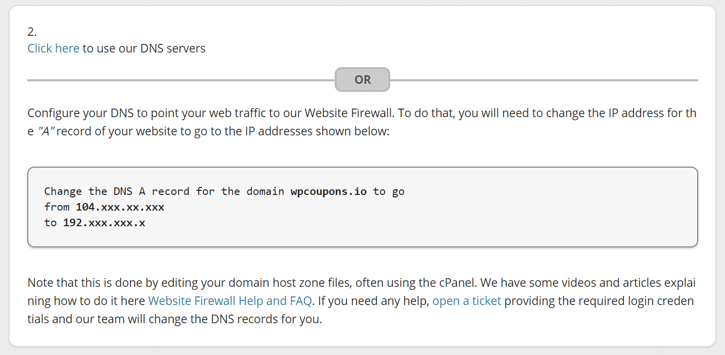 Point A record to firewall