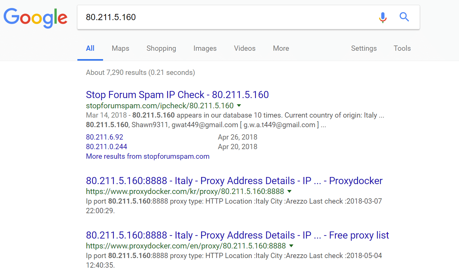 Proxy IP addresses