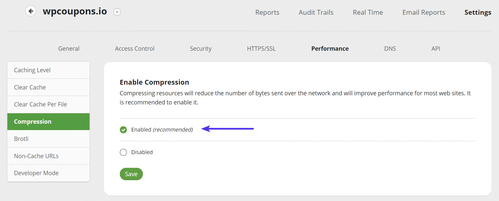 Sucuri enable compression