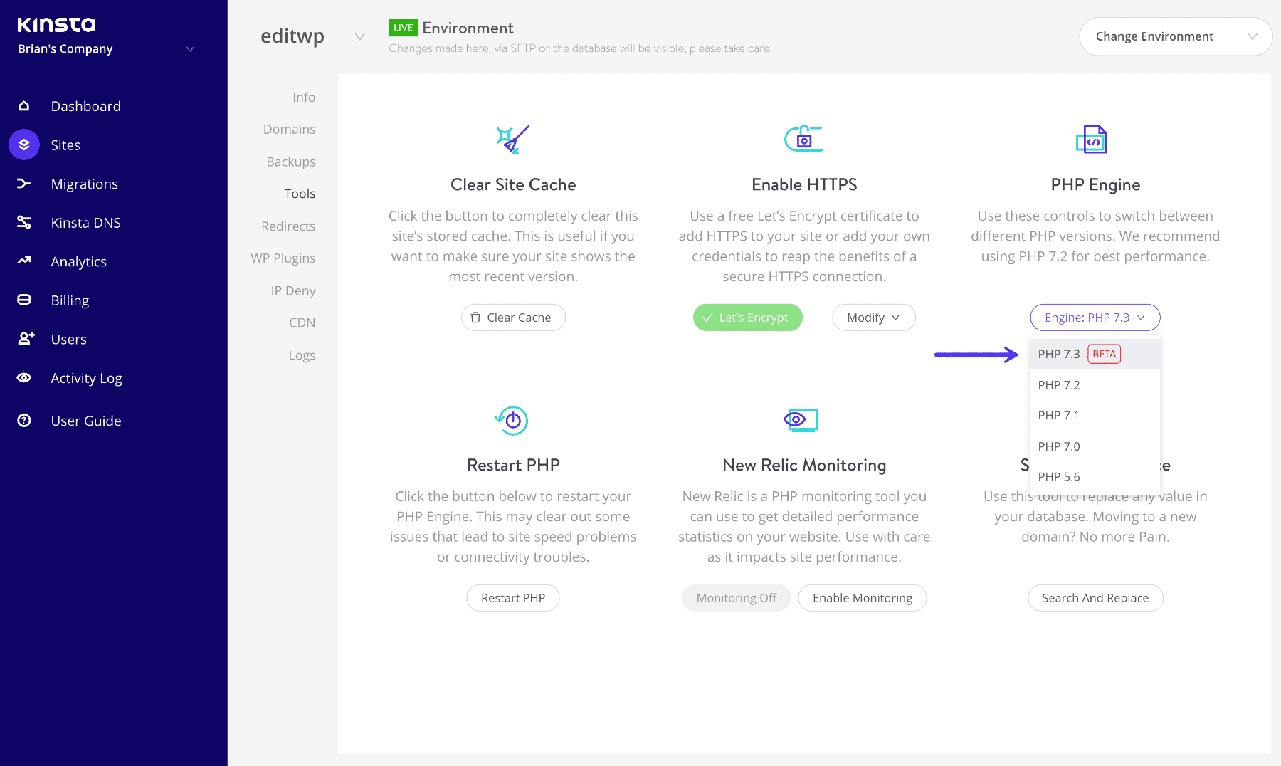 Change WordPress PHP version