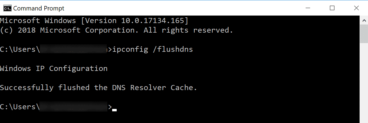 commandoprompt met ipconfig /flushdns